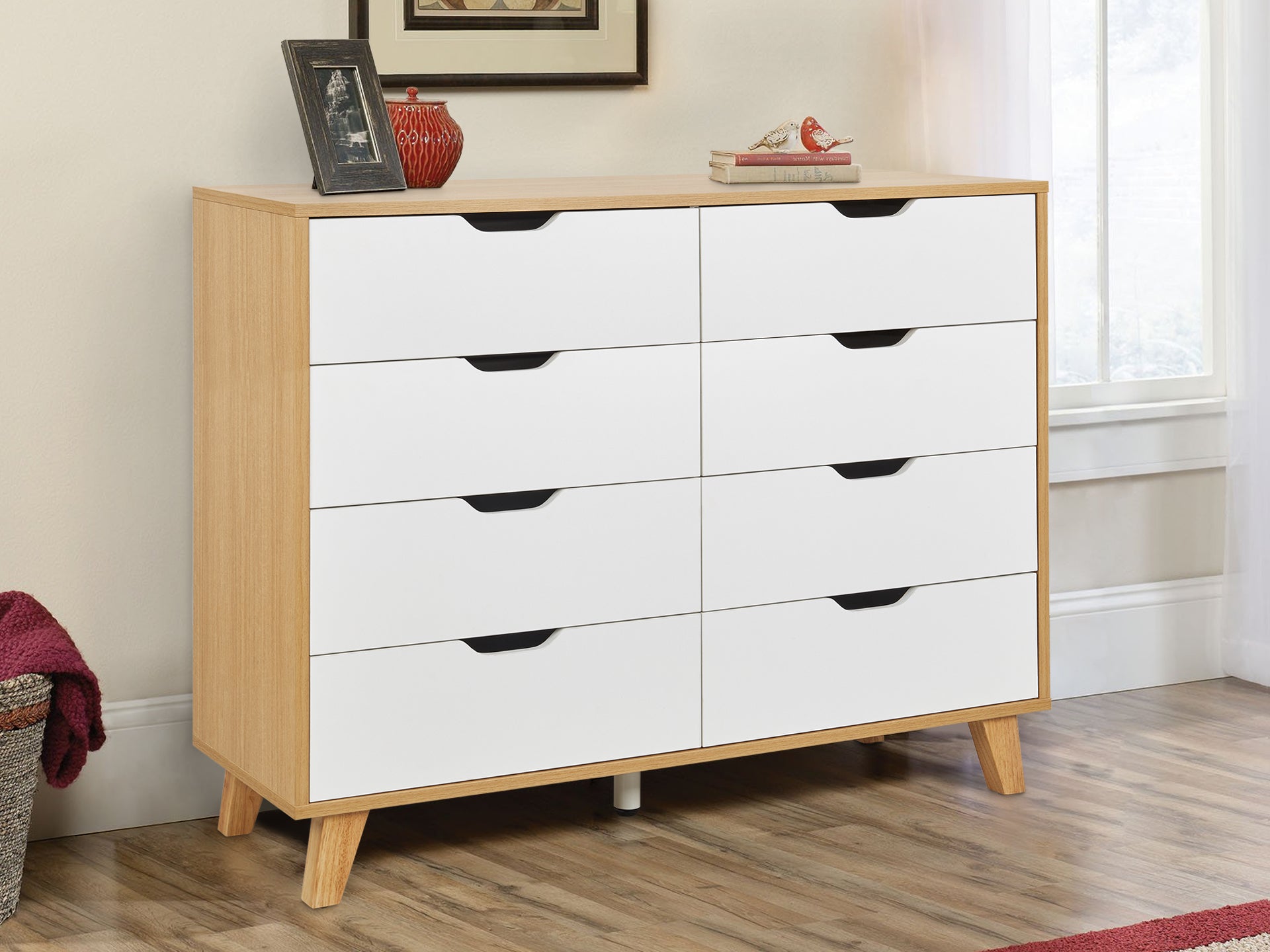 SCHERTZ Wooden Low Boy 8 Drawers - Oak