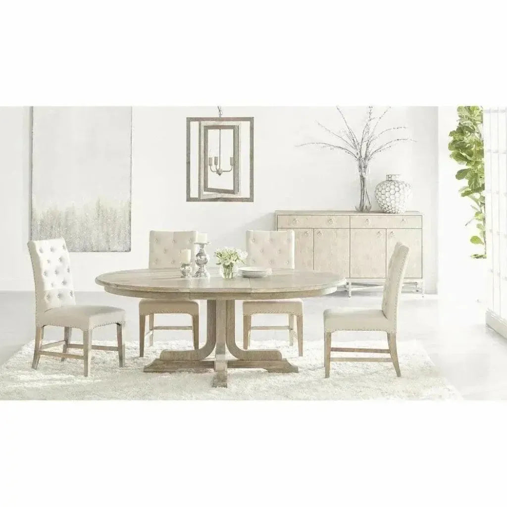 60-77" Round to Oval Extendable Dining Table Solid Wood