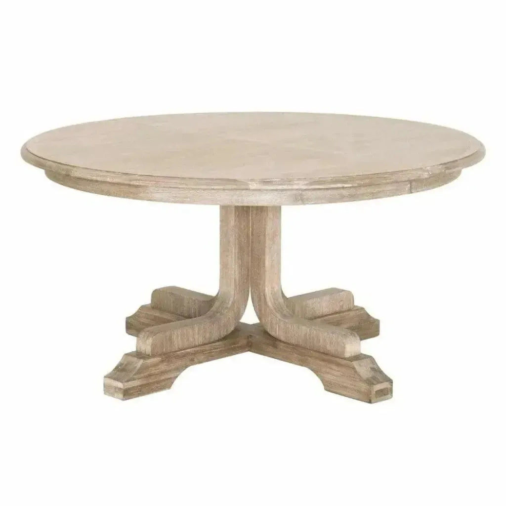 60-77" Round to Oval Extendable Dining Table Solid Wood