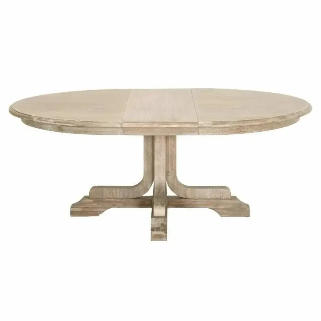 60-77" Round to Oval Extendable Dining Table Solid Wood
