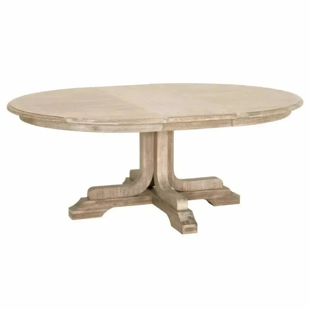 60-77" Round to Oval Extendable Dining Table Solid Wood