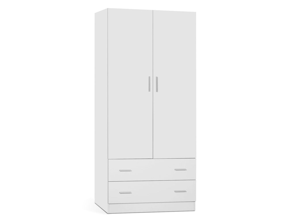 Bram 2 Door Wardrobe with 2 Drawers - White