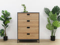 MORRIS Wooden Tallboy 4 Drawers - Oak
