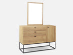 XOAN 4 Drawers Chest Dresser with Mirror - Oak