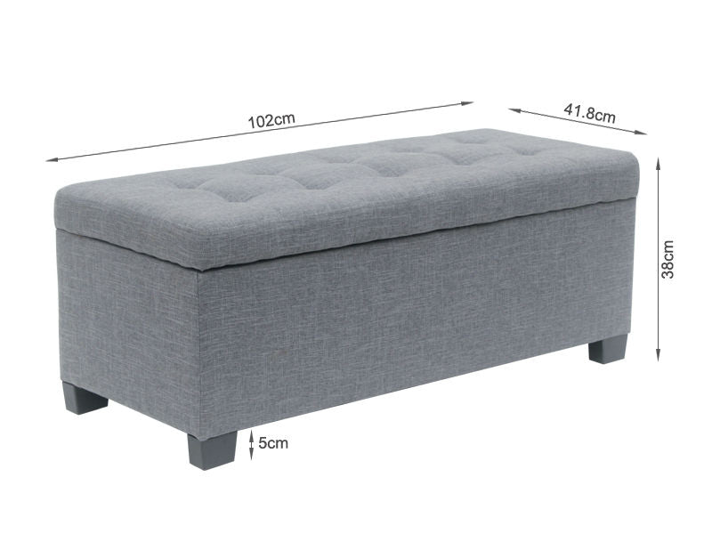 ELLIE Ottoman Footstool Storage Box - GREY