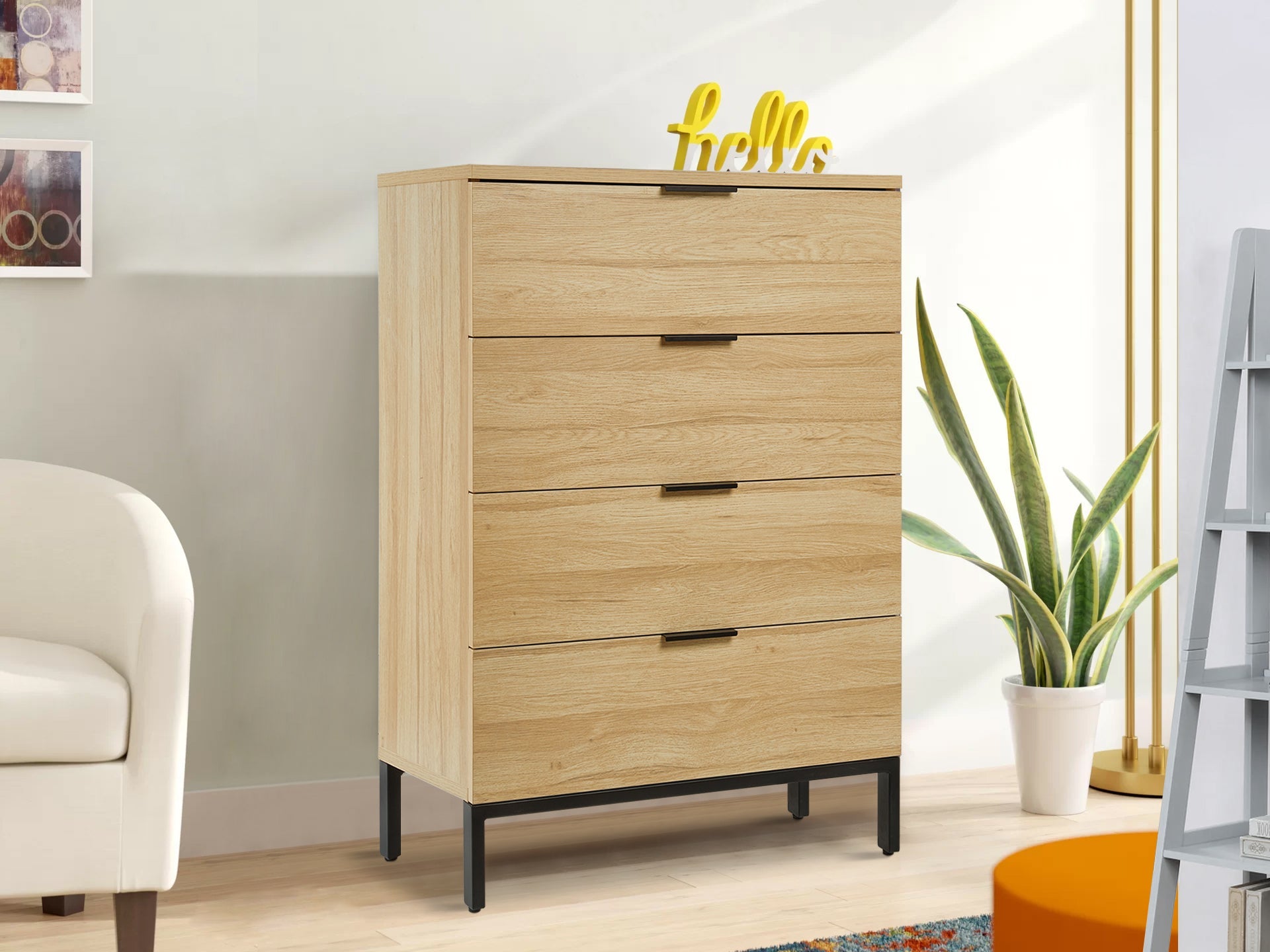 Ocala Tallboy 4 Drawer Chest Dresser - Oak