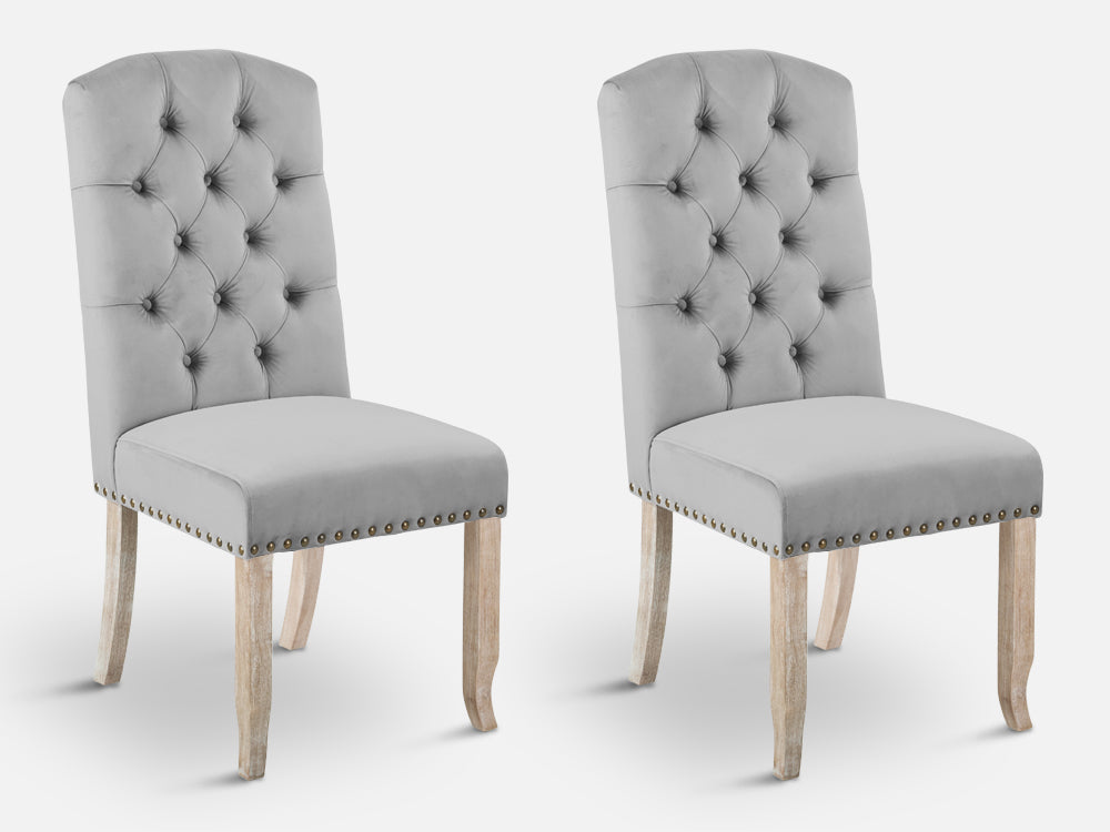 LAYLA 2PCS Velvet Dining Chair - GREY
