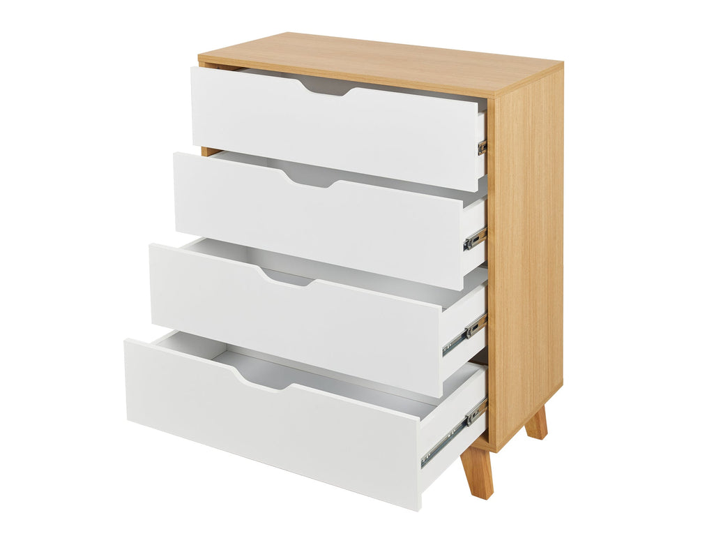 SCHERTZ Wooden Tallboy 4 Drawers - Oak