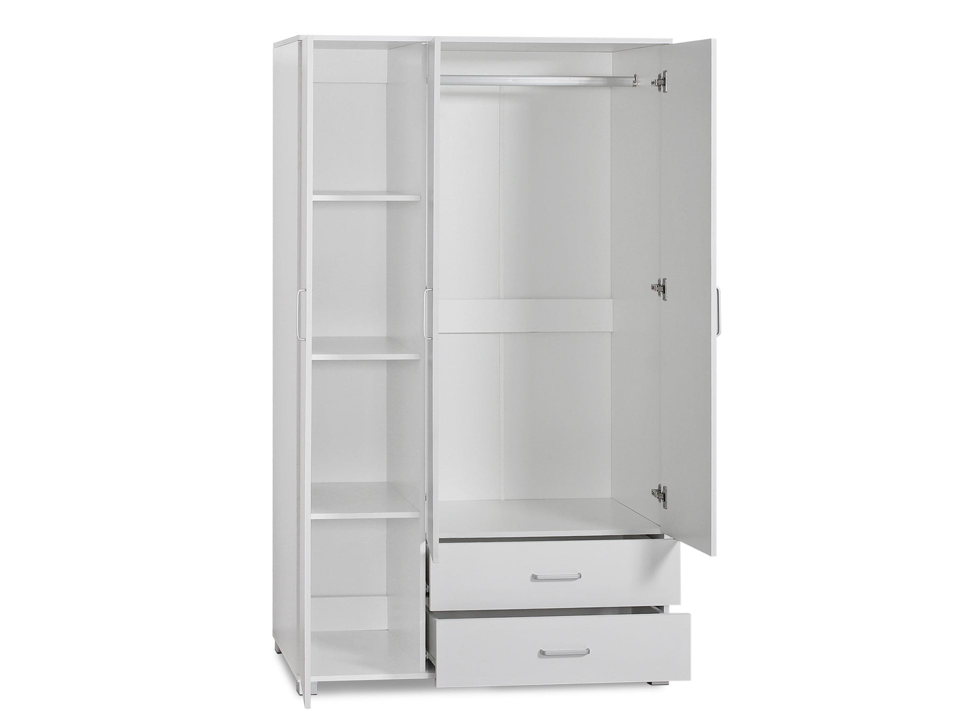Bram 3 Door Wardrobe with 2 Drawers - White