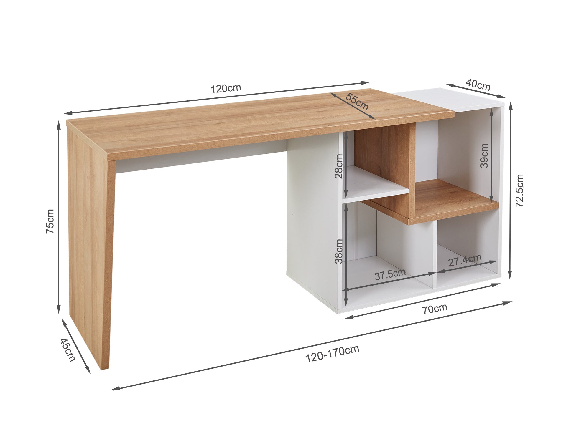 Flynn 170cm Computer Desk - Oak