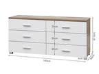 Bram Low Boy 6 Drawer Chest Dresser - Oak + White