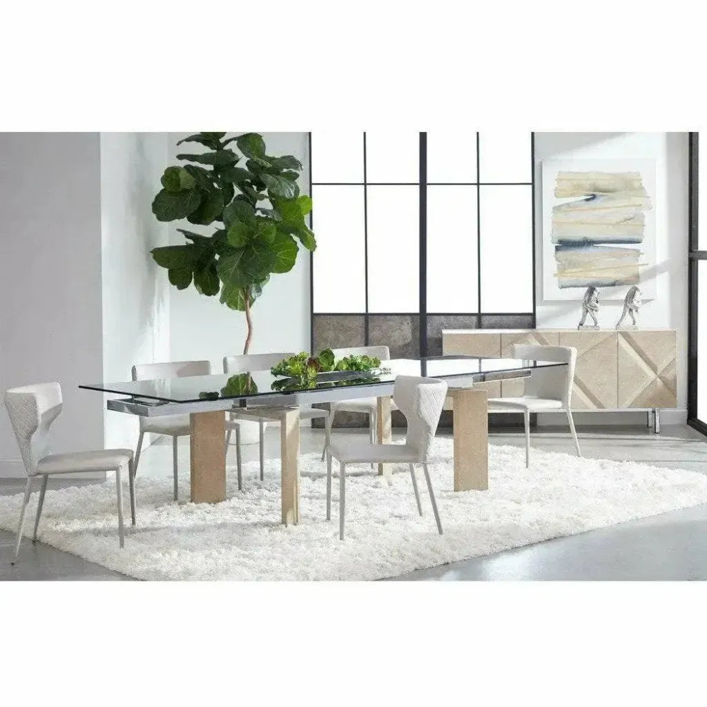 71-106" Extendable Glass Top Dining Table