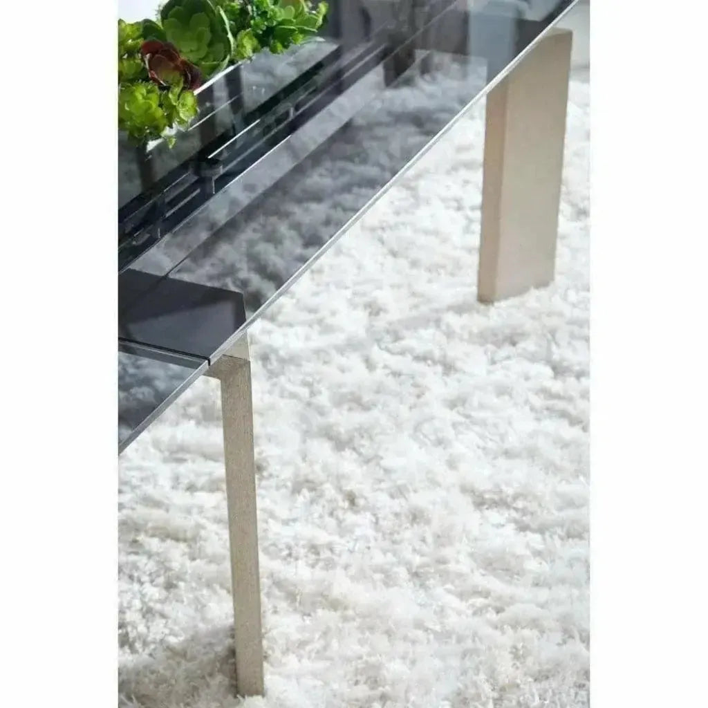 71-106" Extendable Glass Top Dining Table