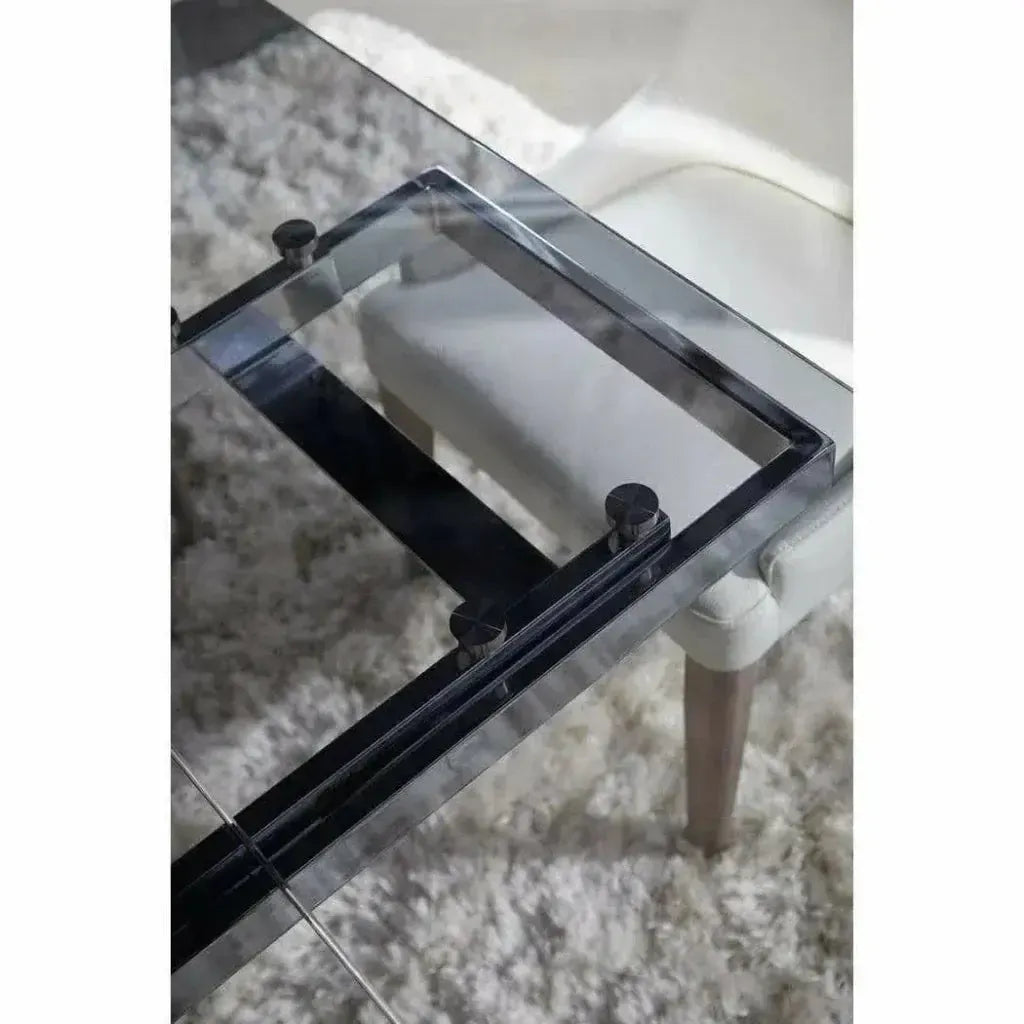 71-106" Extendable Glass Top Dining Table