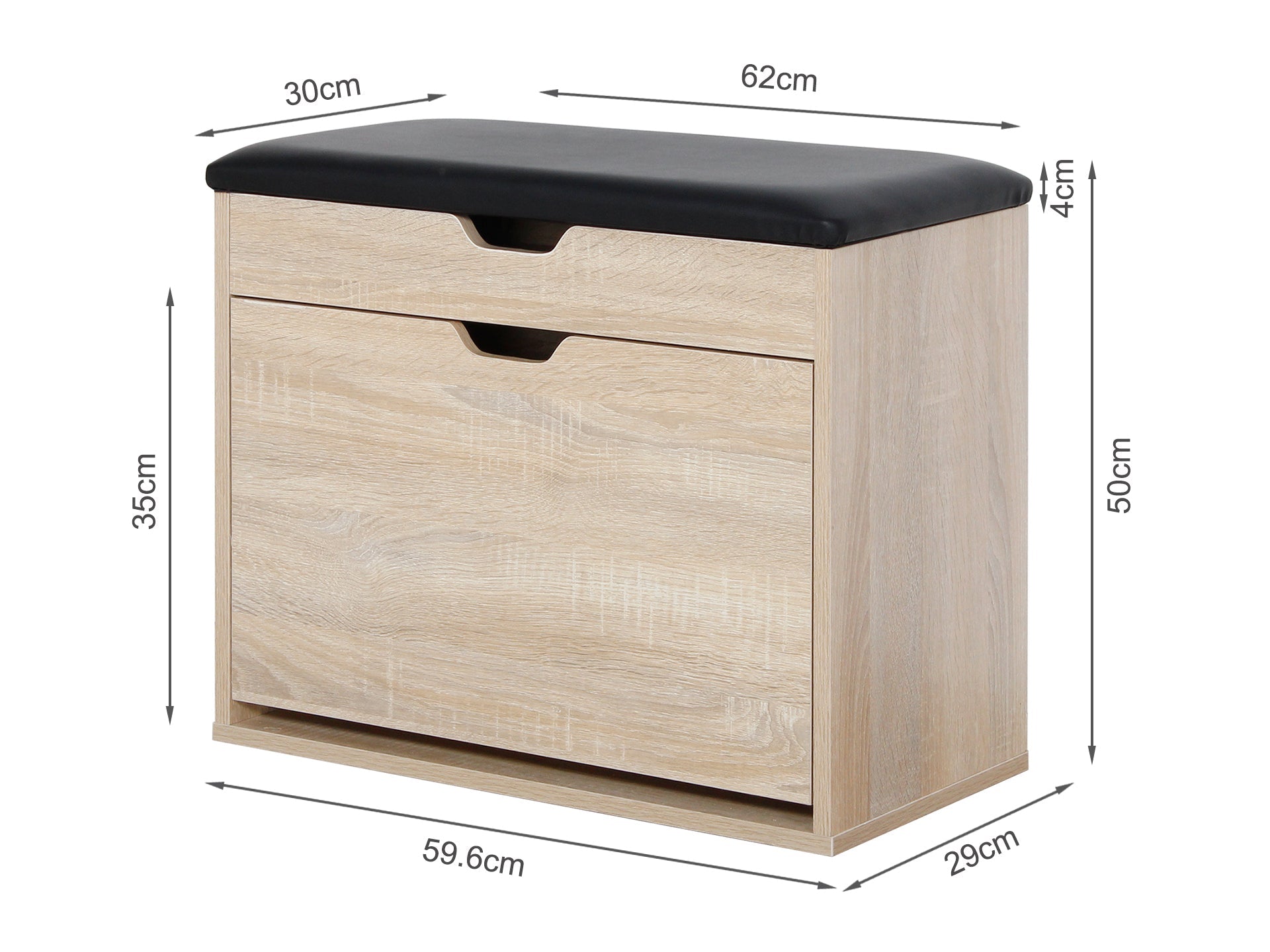 Hawea Shoe Rack Wooden Storage Cabinet 3 Layer - Oak