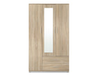 Bram 3 Door Wardrobe Cabinet with Mirror - Oak