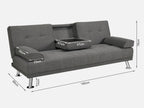 VENICE 3 Seater Sofa bed with Cup Holders - DARK GREY