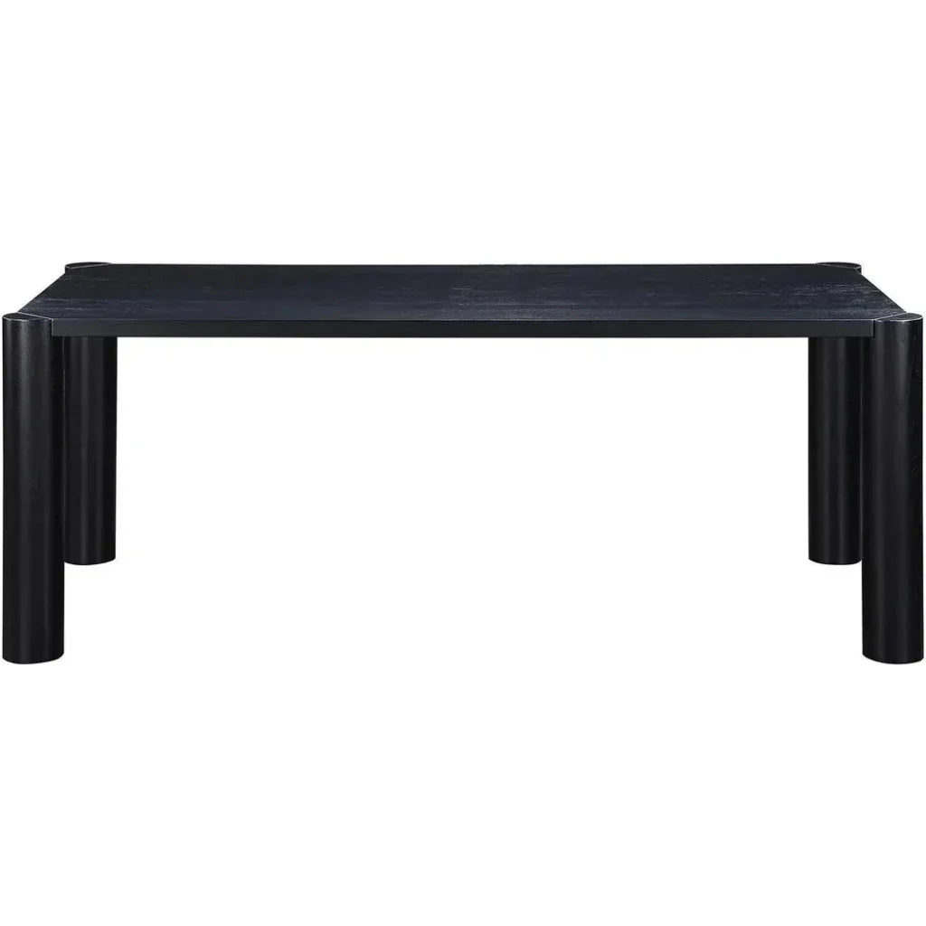 76" Solid Wood Black Rectangular Post Dining Table