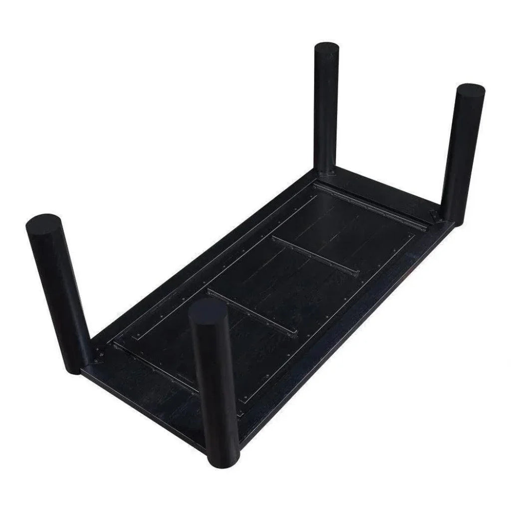 76" Solid Wood Black Rectangular Post Dining Table