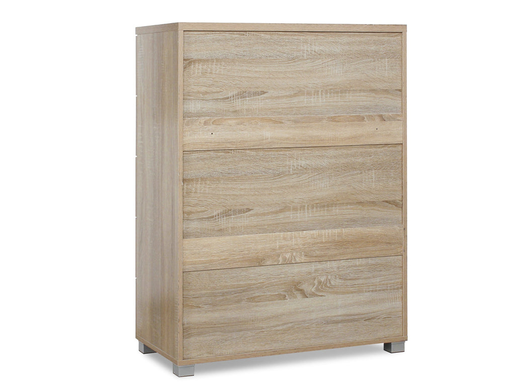 BRAM Tallboy 5 Drawer Chest Dresser - Oak