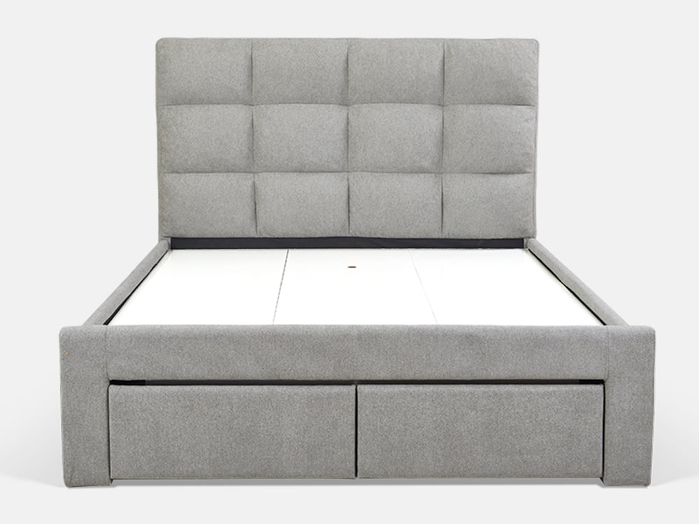 MUSALA Queen Bed Frame with Storage - LIGHT GREY