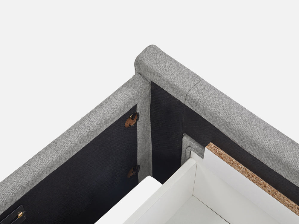 HLOLELA Queen Bed Frame with Storage - LIGHT GREY