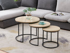 ROUX Coffee Table Nest of Tables Side Table 3PCS - Oak