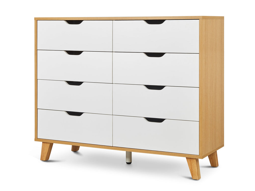 SCHERTZ Wooden Low Boy 8 Drawers - Oak