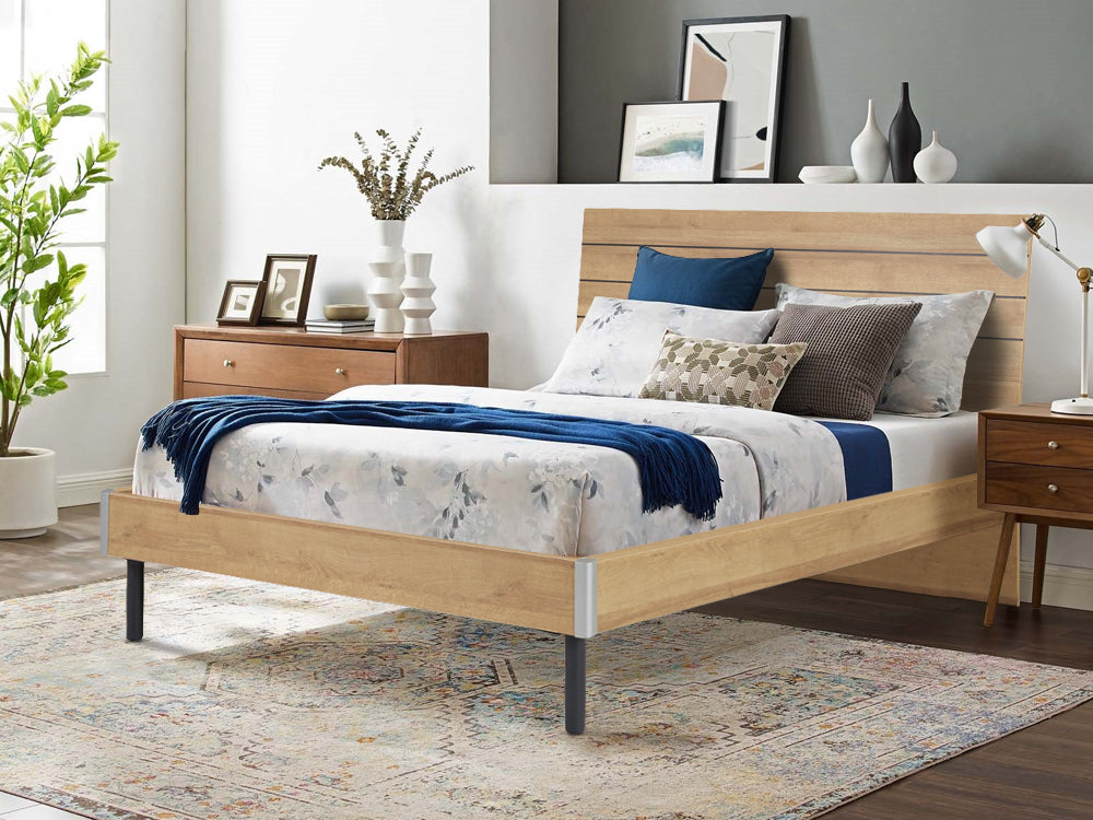XOAN Queen Wooden Bed Frame - Oak