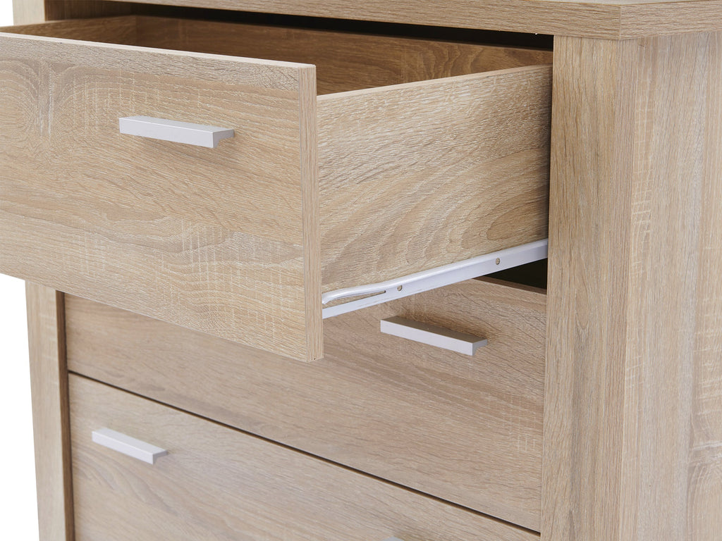 Sagano Tallboy 5 Drawer - Oak