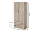 Bram 2 Door Wardrobe with 2 Drawers - Oak