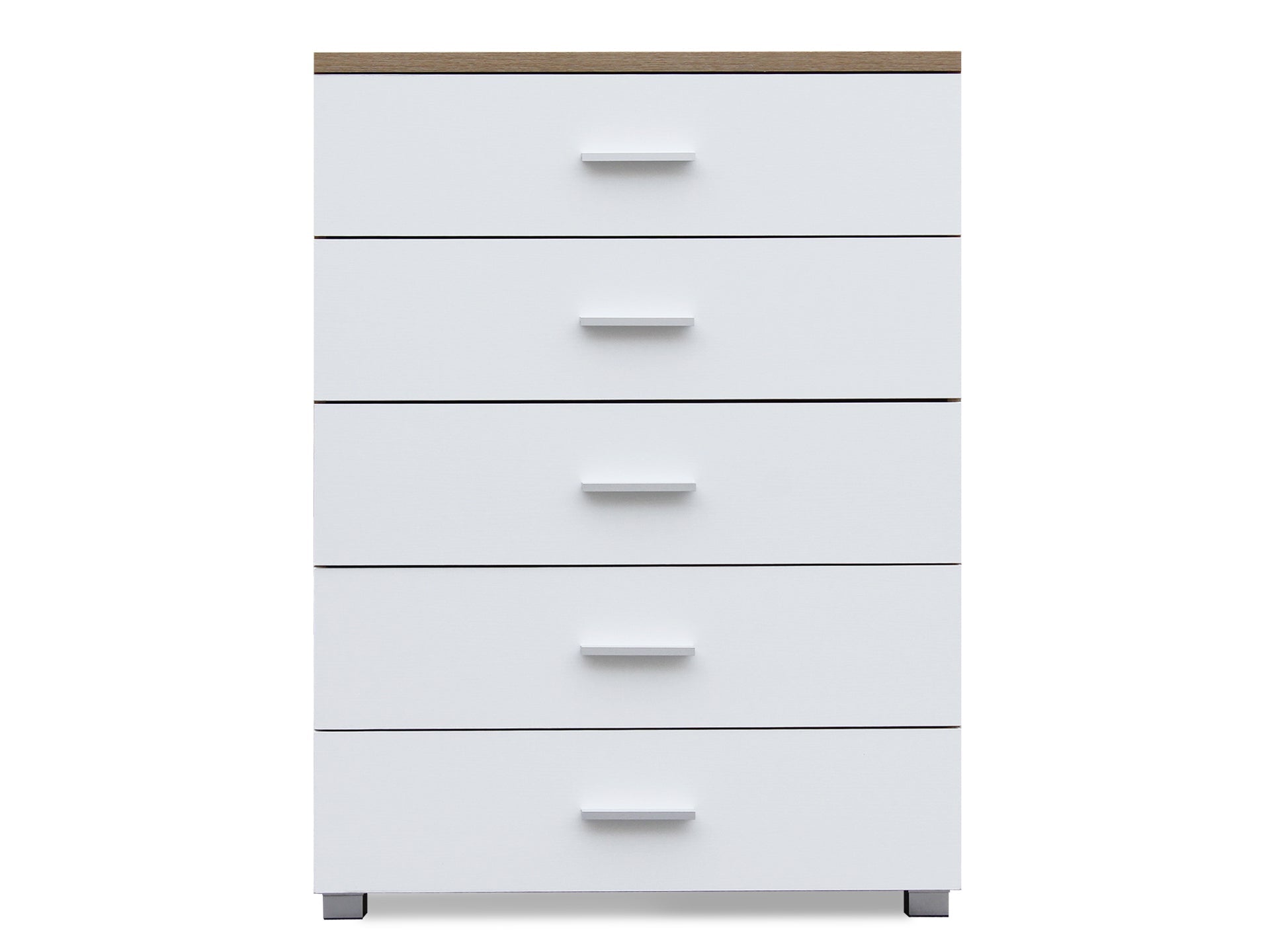 Bram Tallboy 5 Drawer Chest Dresser - Oak + White