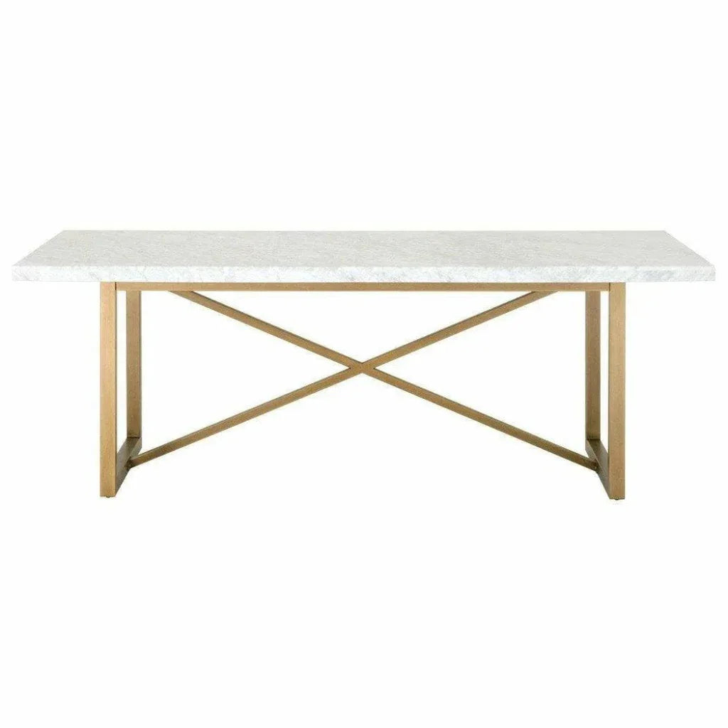 86" Rectangular White Carrera Marble Dining Table