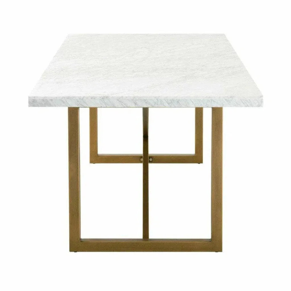 86" Rectangular White Carrera Marble Dining Table