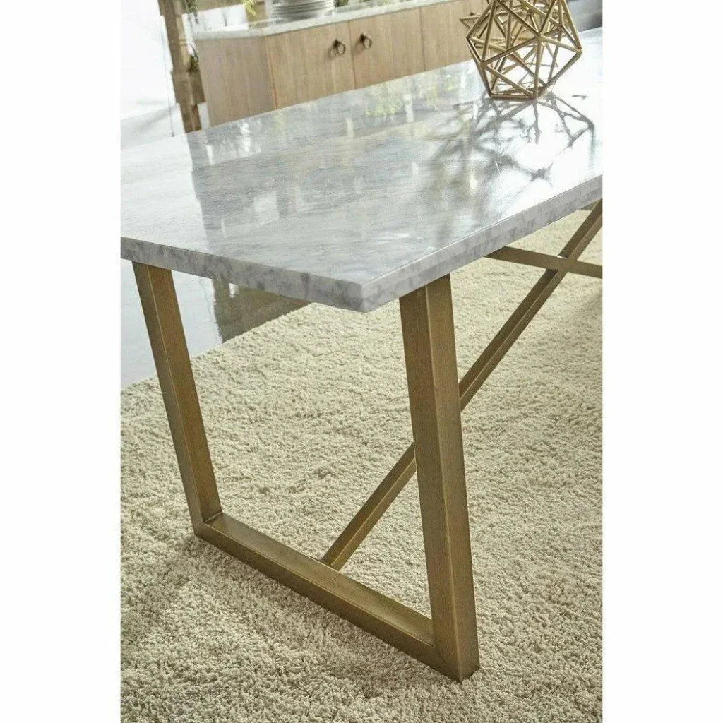 86" Rectangular White Carrera Marble Dining Table