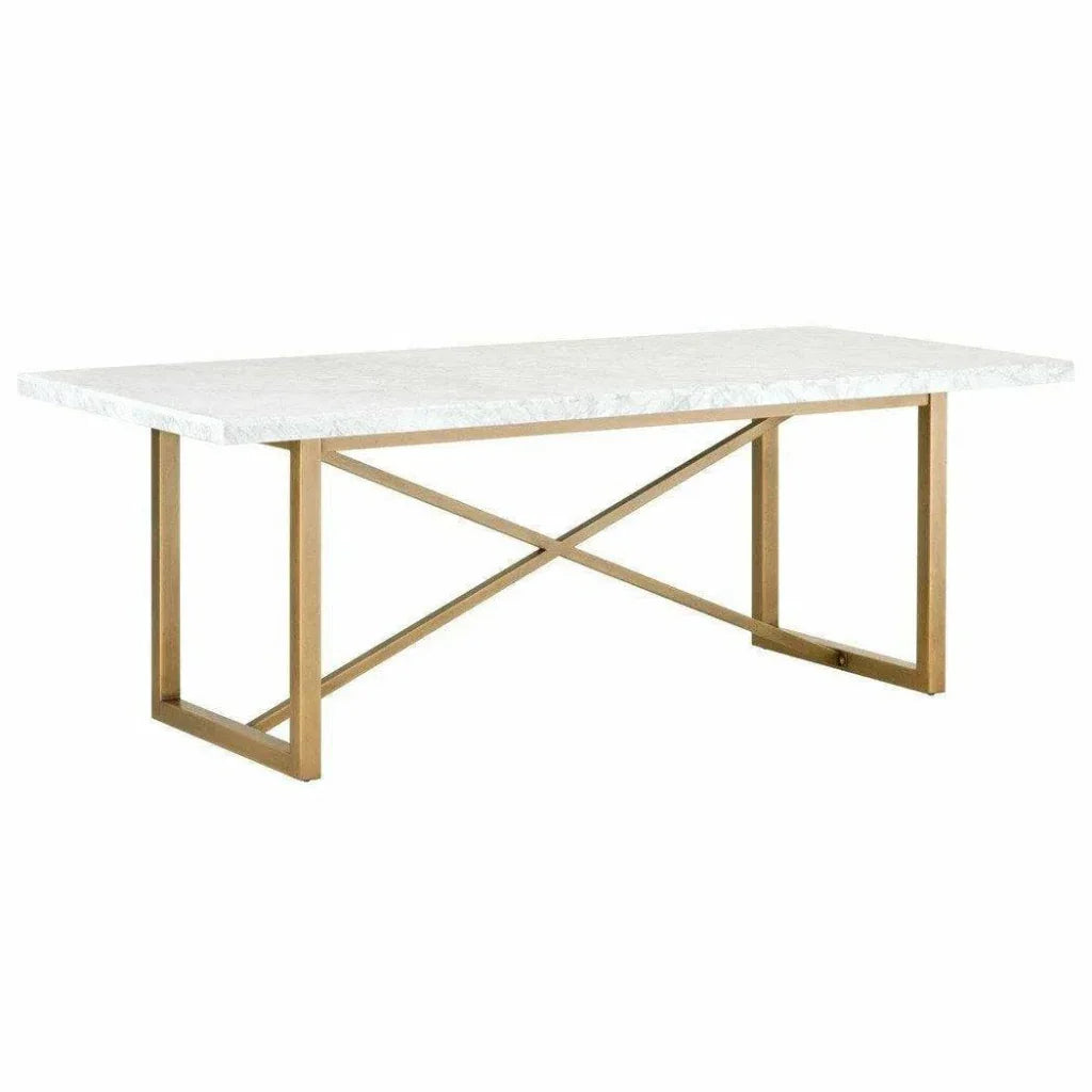86" Rectangular White Carrera Marble Dining Table