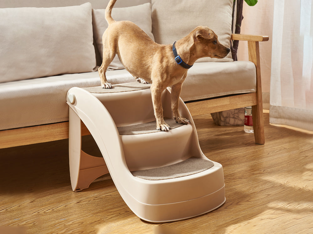 Folding 3 Steps Pet Stairs - Grey