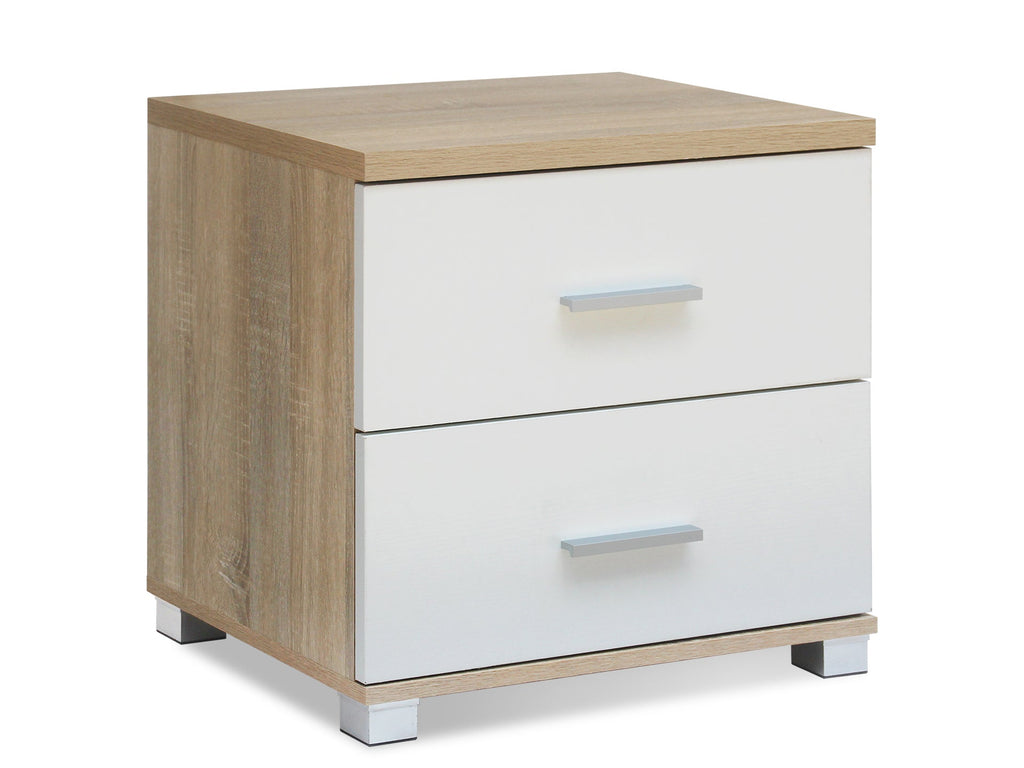 Bram Bedside Table - Oak + White