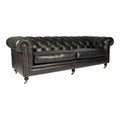 87 Inch Sofa Onyx Black Leather Black Retro