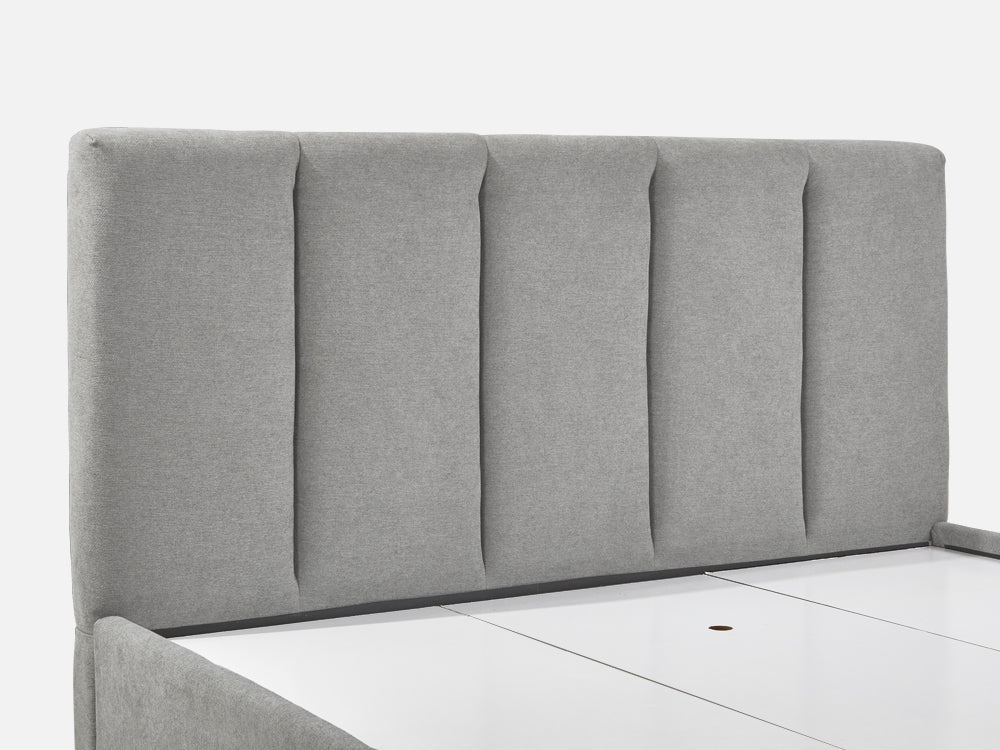 HLOLELA Queen Bed Frame with Storage - LIGHT GREY