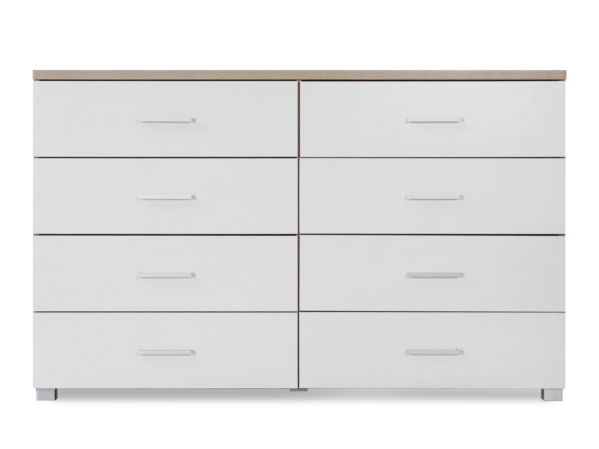 Bram Low Boy 8 Drawer Chest Dresser - Oak + White