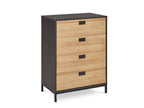 MORRIS Wooden Tallboy 4 Drawers - Oak
