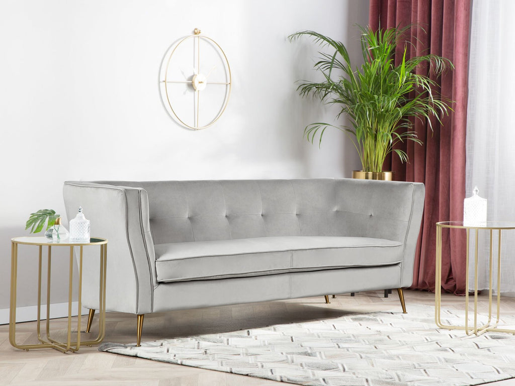 OSLO 3 Seater Velvet Sofa - LIGHT GREY