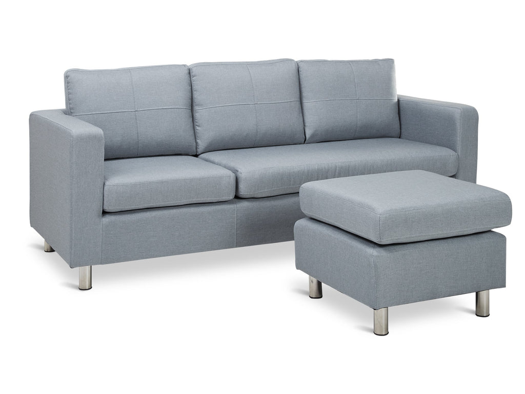 Seattle 3-Seater Fabric Sofa Couch with Chaise - Grey