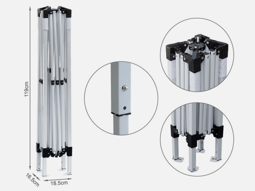 TOUGHOUT Zephyr Pop Up Gazebo 3x3M GREY