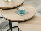 ROUX Coffee Table Nest of Tables Side Table 3PCS - Oak