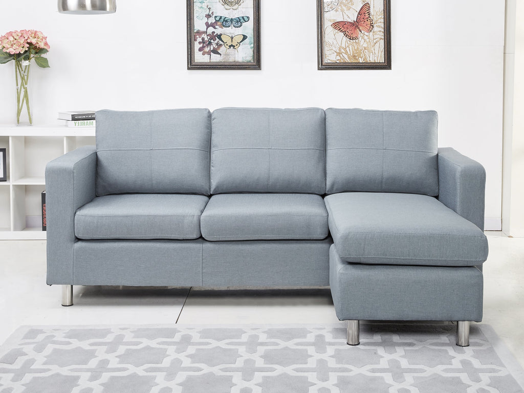 Seattle 3-Seater Fabric Sofa Couch with Chaise - Grey