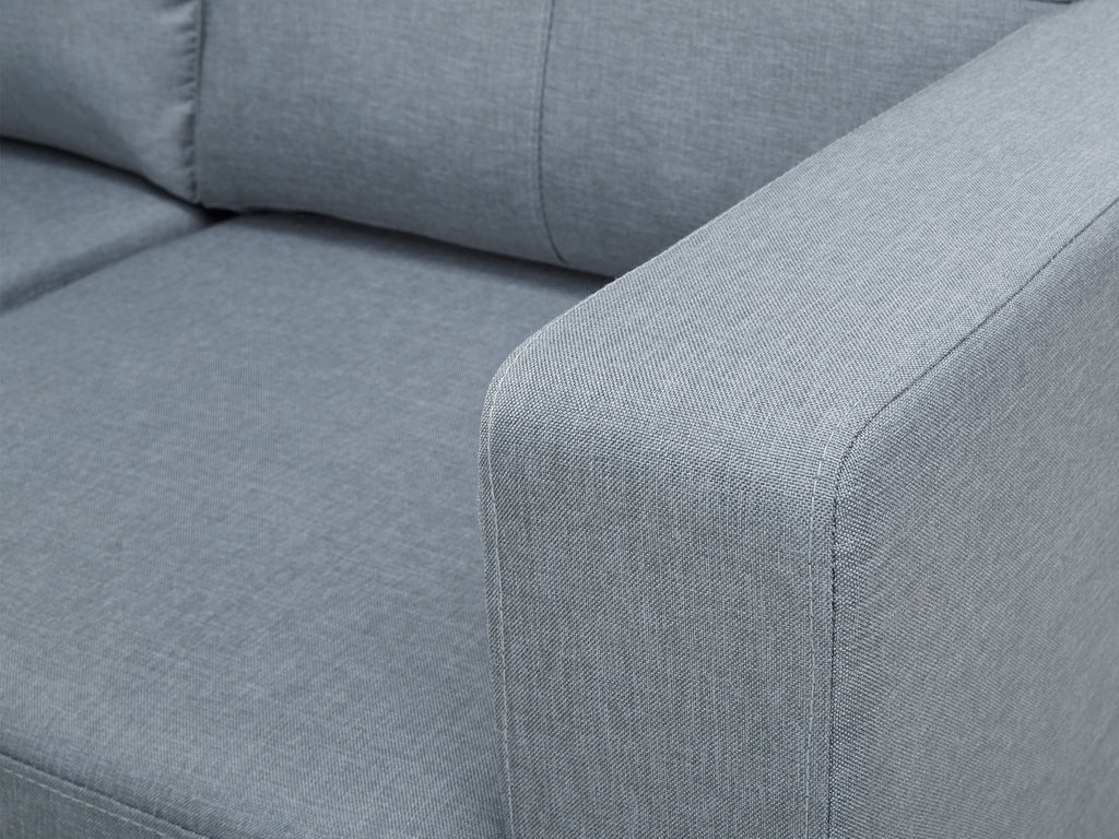 Seattle 3-Seater Fabric Sofa Couch with Chaise - Grey
