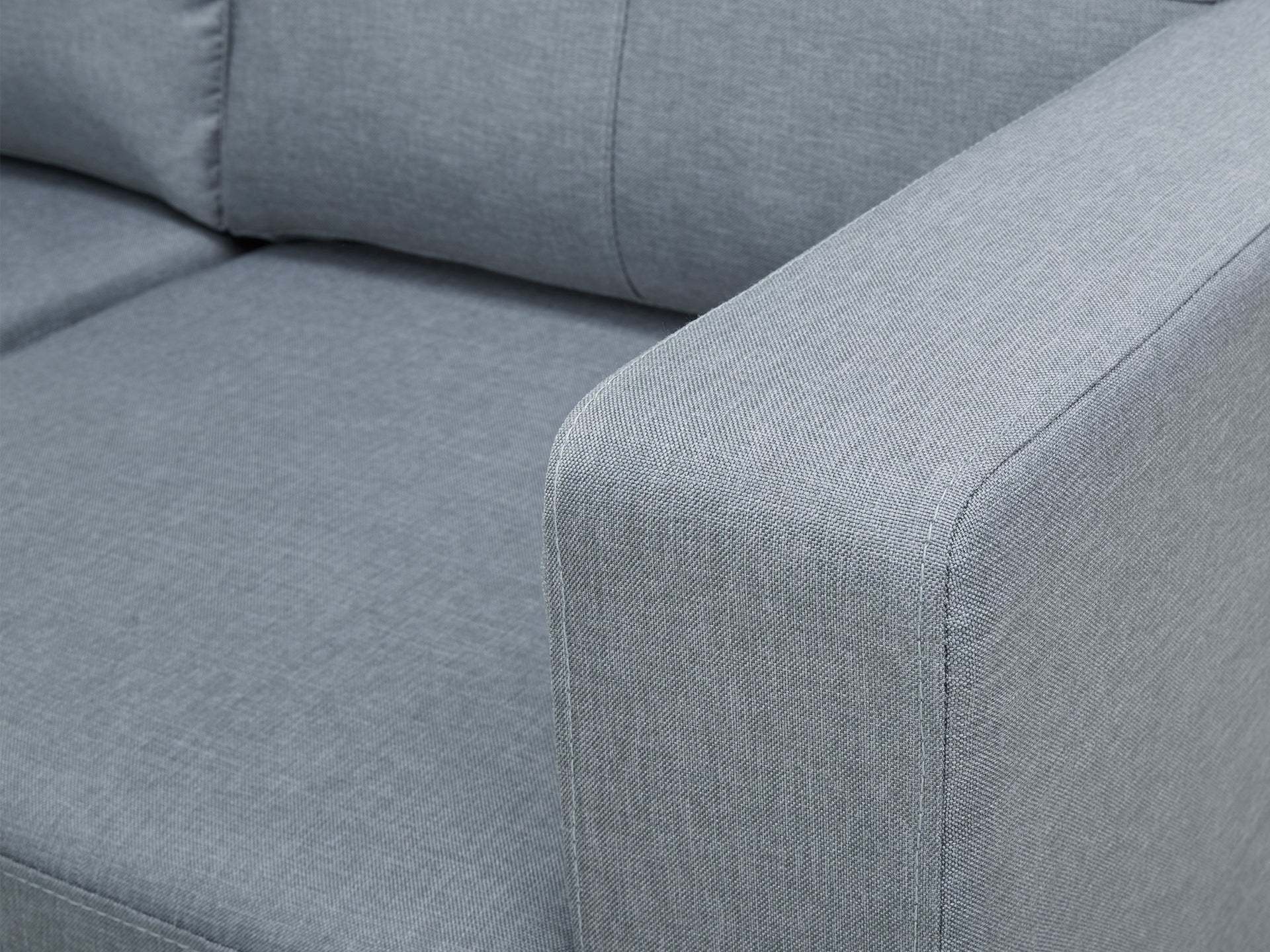 Seattle 3-Seater Fabric Sofa Couch with Chaise - Grey