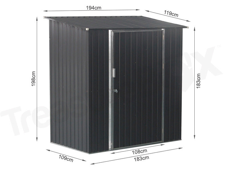 TOUGHOUT Garden Shed 1.94M x 1.19M x 1.98M BLACK